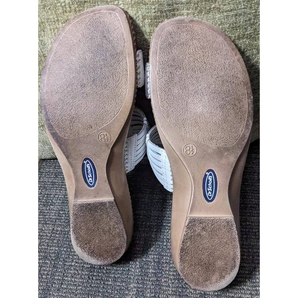Dr. Scholl's Sandal Women's 8.5 White Woven Leather Upper Bette Air Pillow Slide